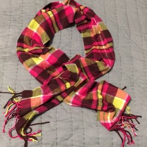 Gorgeous Pink Green & Maroon Plaid Wool Scarf